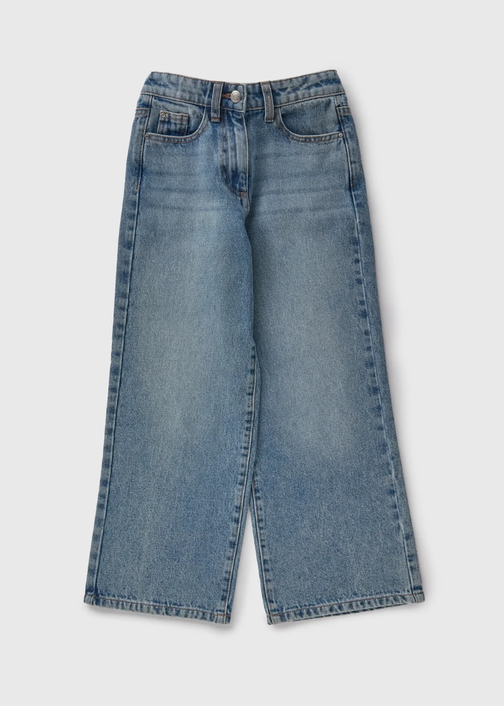 Girls Blue Mid Wash Wide Leg Jeans (7-15yrs) - Age 7 Years Image 1