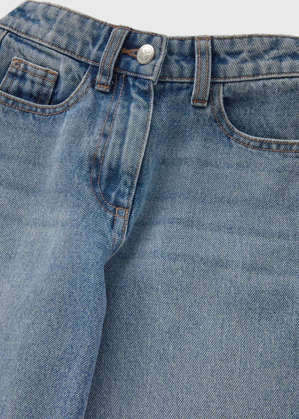 Girls Blue Mid Wash Wide Leg Jeans (7-15yrs) - Age 7 Years Image 2