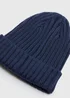 Baby Navy Ribbed Beanie (Newborn-23mths) - Age 3 - 6 Months Image 2