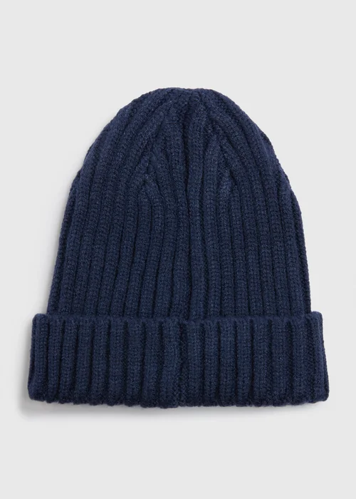 Baby Navy Ribbed Beanie (Newborn-23mths) - Age 3 - 6 Months Image 1