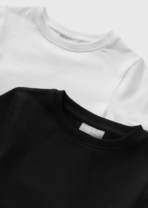 2 Pack Girls Black & White T-Shirts (7-15yrs) - Age 7 Years Image 2