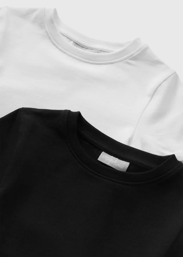 2 Pack Girls Black & White T-Shirts (7-15yrs)