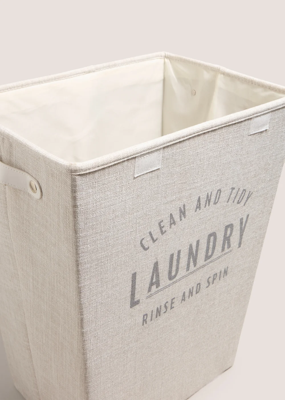 White Linen Laundry Basket Image 2