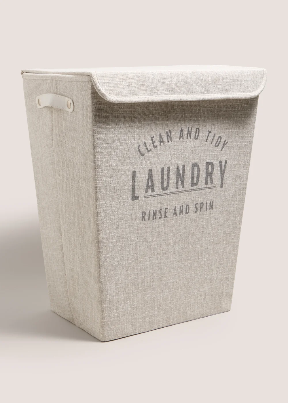 White Linen Laundry Basket Image 1