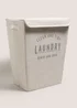 White Linen Laundry Basket Image 1
