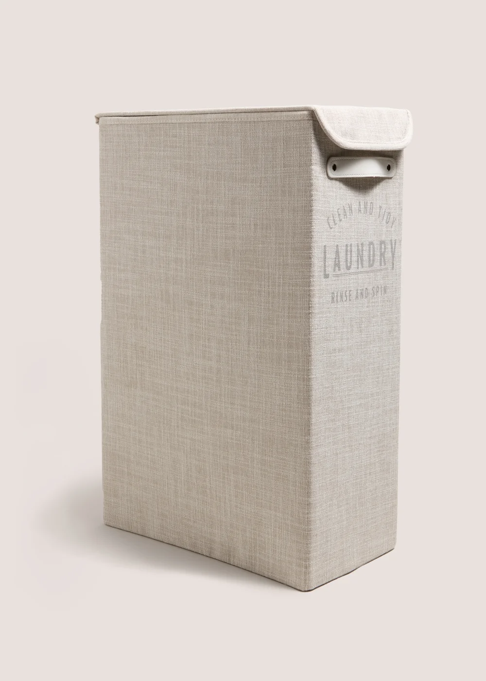 Narrow White Linen Laundry Basket Image 1