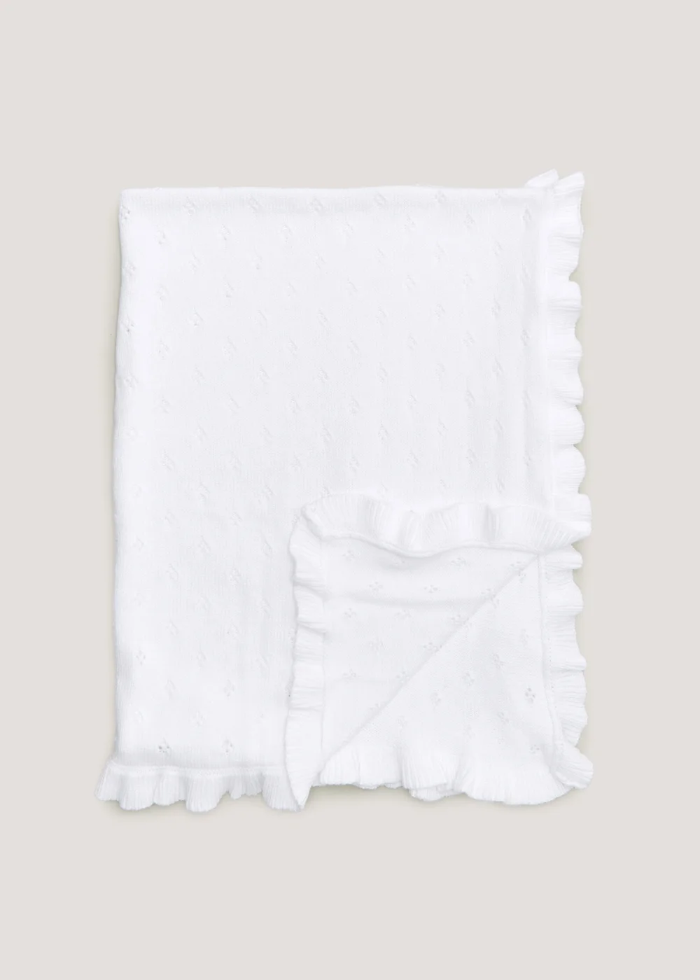 Baby White Frill Edge Shawl - One Size Image 1