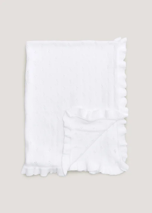 Baby White Frill Edge Shawl - One Size Image 1
