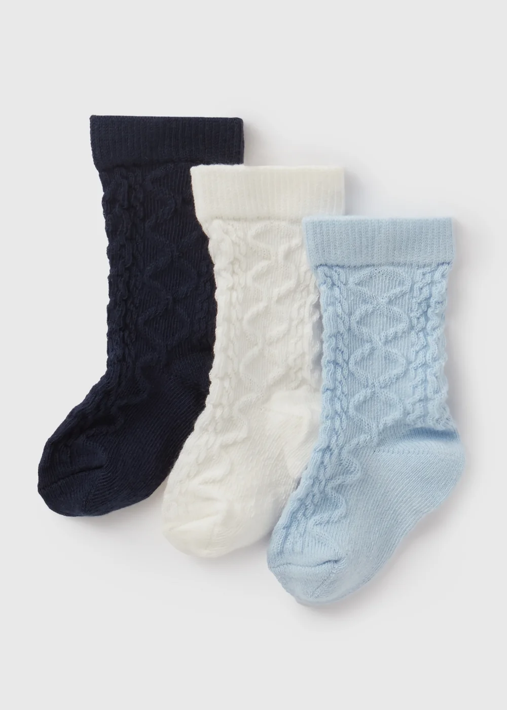 3 Pack Baby Blue Knee High Socks (Newborn-12mths) - Up to 1 Month Image 1