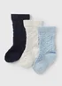 3 Pack Baby Blue Knee High Socks (Newborn-12mths) - Up to 1 Month Image 1