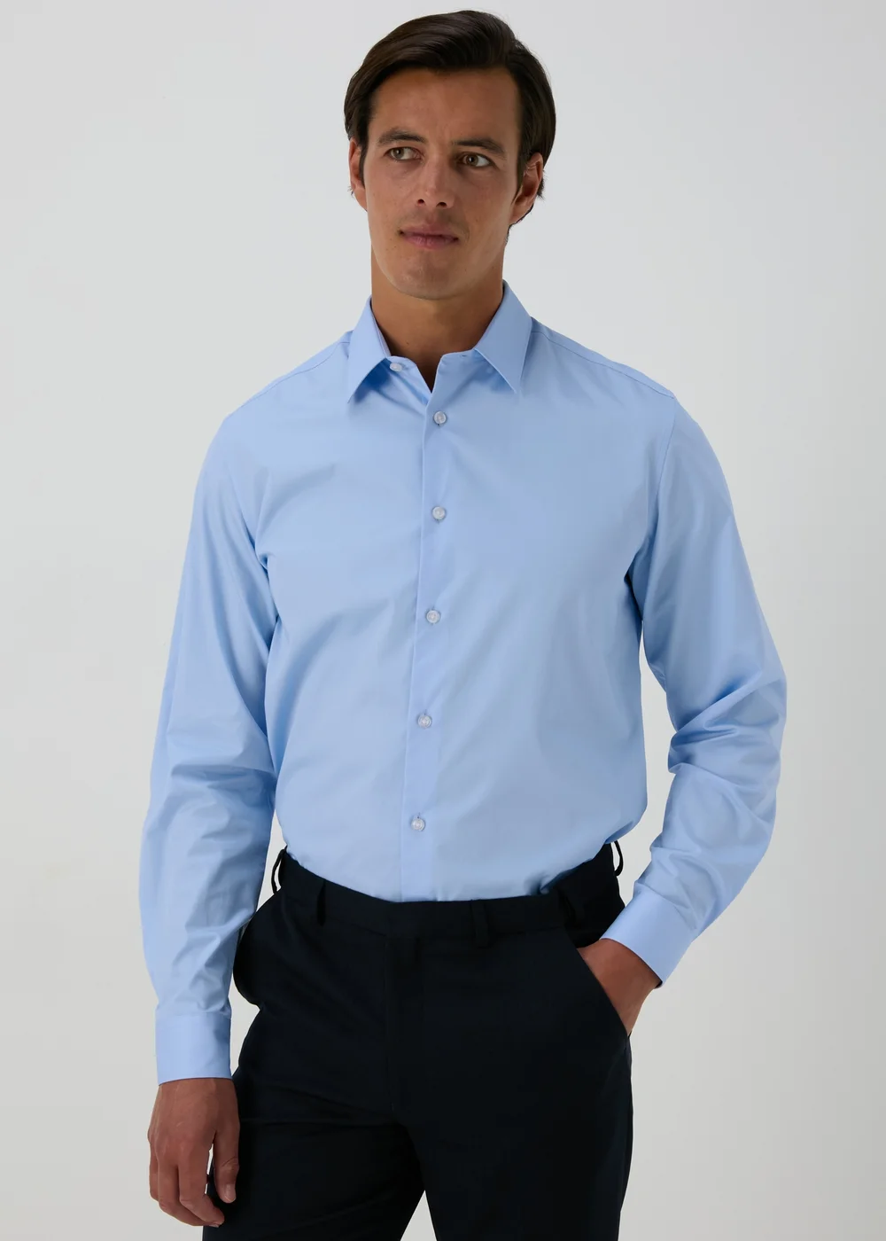 Taylor & Wright Blue Regular Fit Cotton Shirt - Small Image 2
