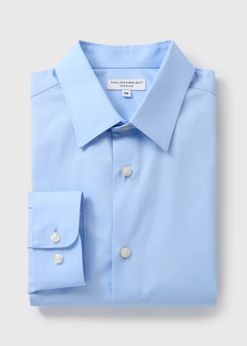 Taylor & Wright Blue Regular Fit Cotton Shirt - Small Image 4