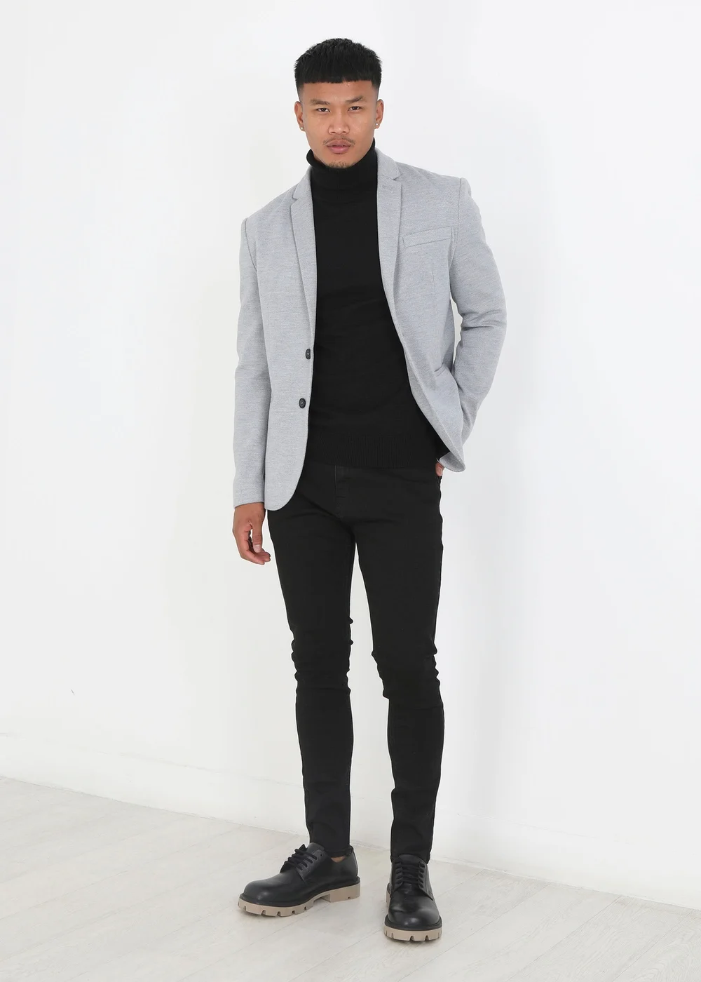 Brave Soul Grey Single Breasted Blazer - XL Image 4