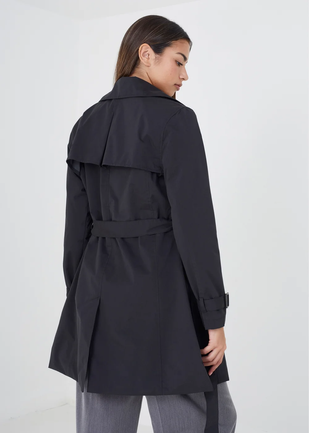 Brave Soul Black Double Breasted Belted Trench Coat - 10 Image 2