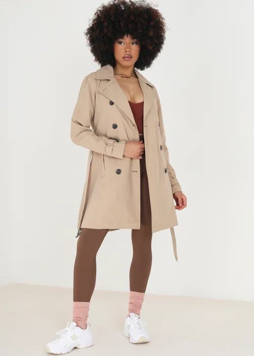 Brave Soul Stone Double Breasted Belted Trench Coat - 12 Image 3