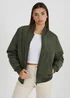 Brave Soul Khaki Ruched Sleeve Oversized Bomber Jacket - 12 Image 1