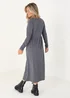 Brave Soul Grey Cotton Long Sleeve Midi Smock Dress - XS Image 2