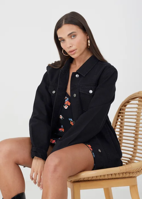 Brave Soul Black Oversized Denim Jacket - 10 Image 4