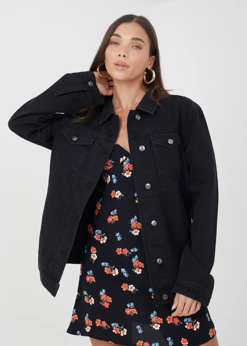 Brave Soul Black Oversized Denim Jacket - 10 Image 1
