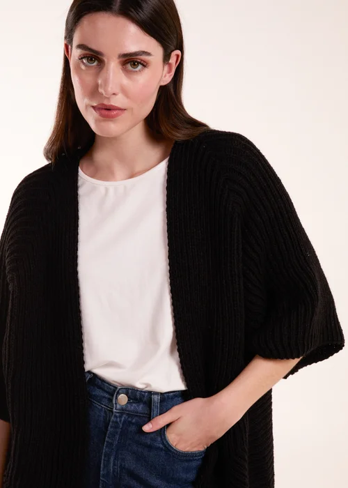 Blue Vanilla Black Knitted Mid Length Cardigan - One Size Image 3