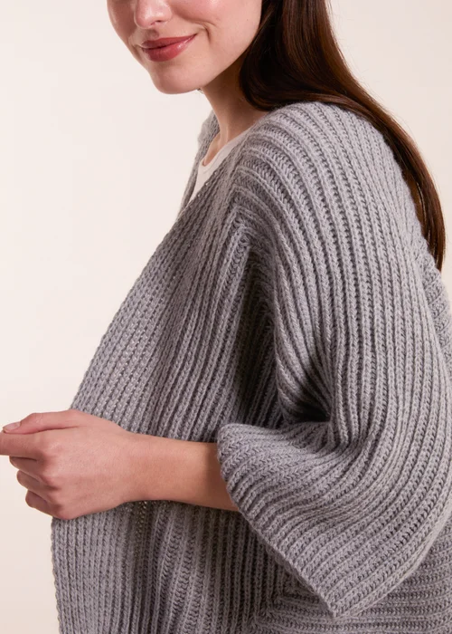 Blue Vanilla Grey Knitted Mid Length Cardigan - One Size Image 3