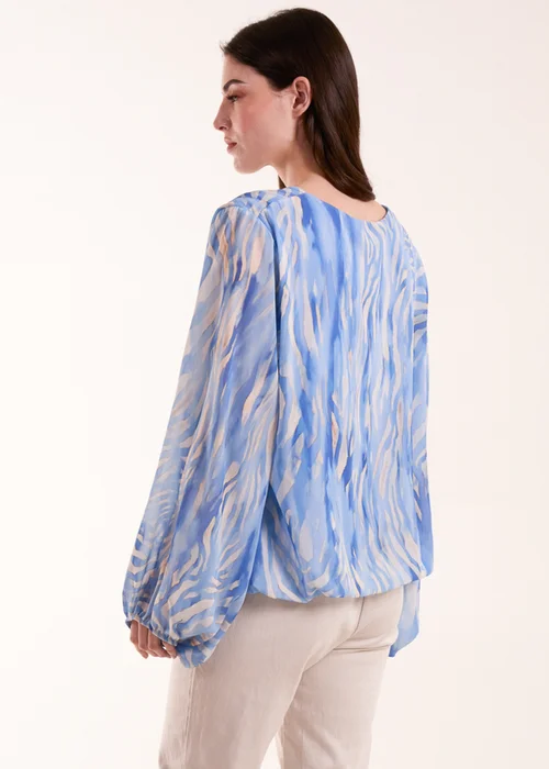 Blue Vanilla Blue Water Colour V Neck Top - Small/Medium Image 2