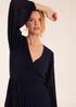 Blue Vanilla Navy Wrap Front Pleated Maxi Dress - S/M Image 3