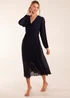 Blue Vanilla Navy Wrap Front Pleated Maxi Dress - S/M Image 4