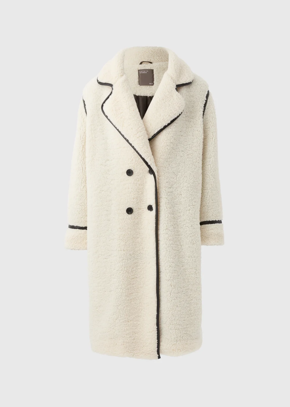 Cream Oversized Borg Tailored Coat - 8 Image 5