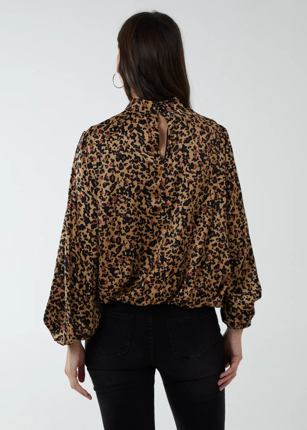 Blue Vanilla Brown Satin Blouson Top - Small Image 2