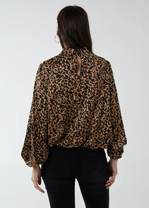 Blue Vanilla Brown Satin Blouson Top - Small Image 2