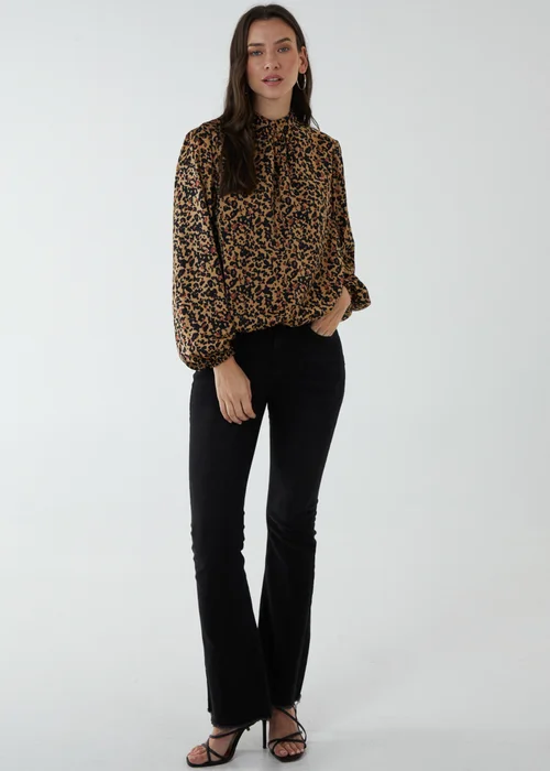 Blue Vanilla Brown Satin Blouson Top - Small Image 4