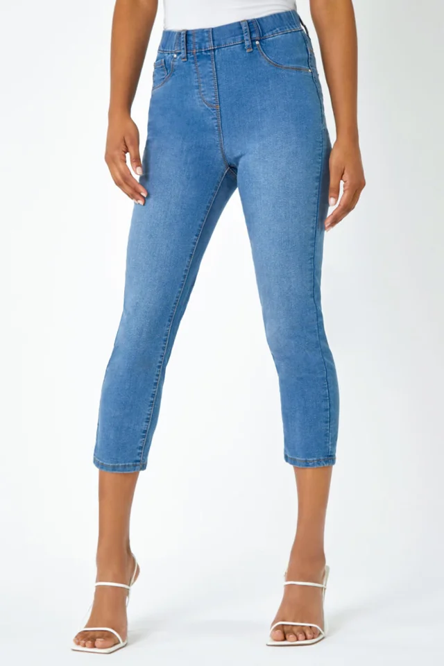 Roman Denim Blue Cropped Stretch Denim Jegging