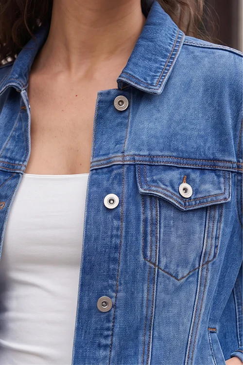 Roman Blue Classic Cotton Denim Jacket - 14 Image 4