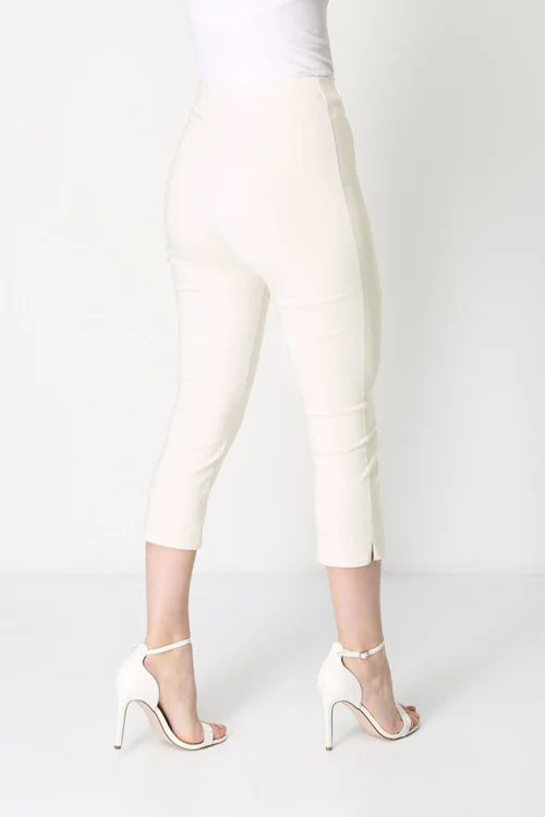 Roman Ivory Cropped Stretch Trouser Capri Summer Leggings 3/4 Pedal Pushers - 22 Image 2