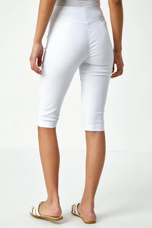 Roman White Knee Length Stretch Shorts - 20 Image 3