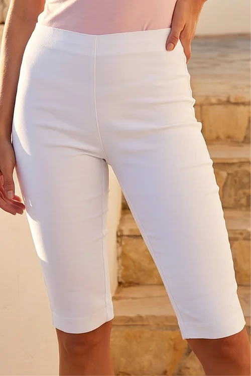 Roman White Knee Length Stretch Shorts - 20 Image 2
