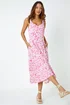 Roman Fuschia Sleeveless Floral Midi Stretch Dress - Size 20 Image 2