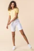 Roman White Elastic Waist Turn Up Stretch Shorts - 18 Image 3
