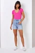 Roman Light Denim Stretch Denim Mom Shorts - Size 12 Image 4