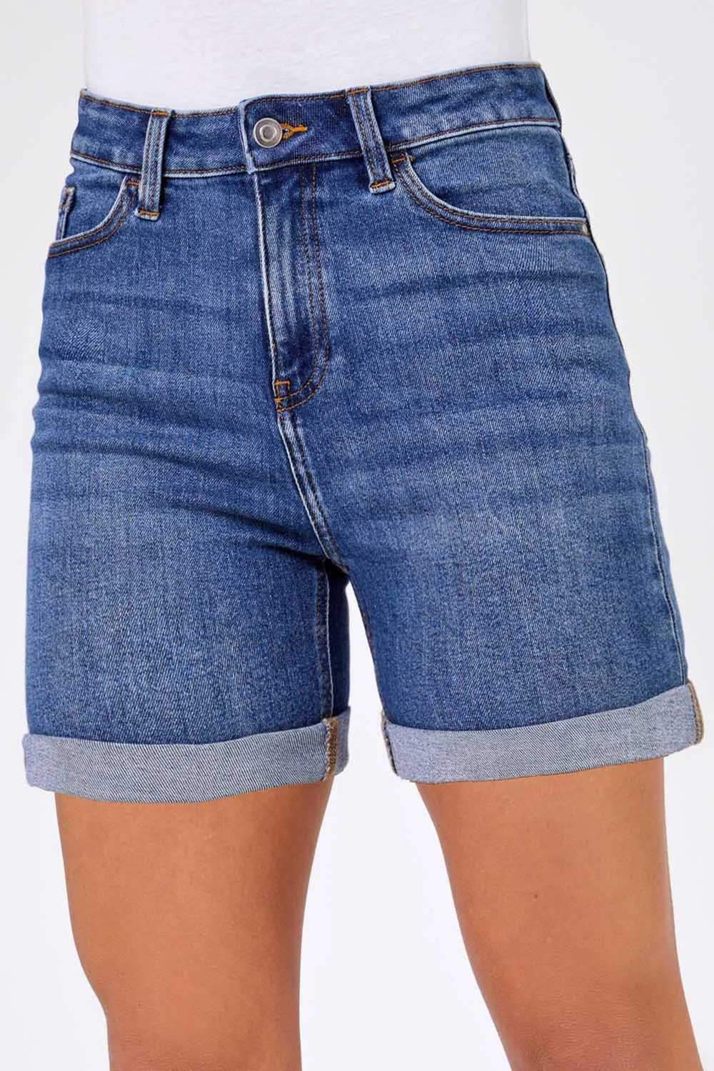 Roman Denim Stretch Denim Mom Shorts - 12 Image 1