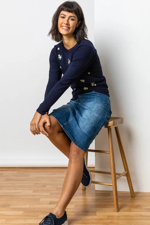 Roman Denim Cotton Denim Stretch A line Skirt - Size 18 Image 4