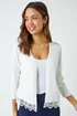 Roman Ivory Scalloped Lace Trim Knitted Shrug - Size 10 Image 2
