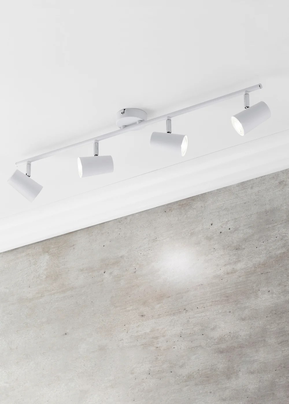 BHS Harv Adjustable 4 Spotlight Ceiling Bar White (13cm x 78cm) - One Size Image 1