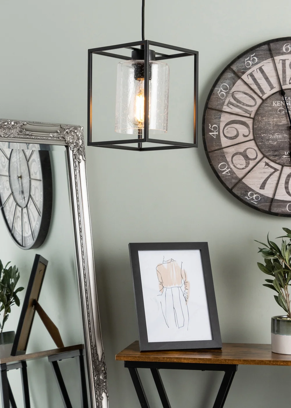 BHS Hardy 1 Light Pendant Matt Black (Adjustable 57-127cm x 18cm) - One Size Image 1