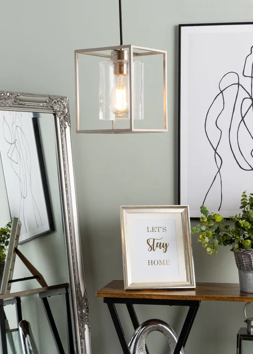 BHS Hardy 1 Light Pendant Satin Nickel (Adjustable 57-127cm x 18cm) - One Size Image 1