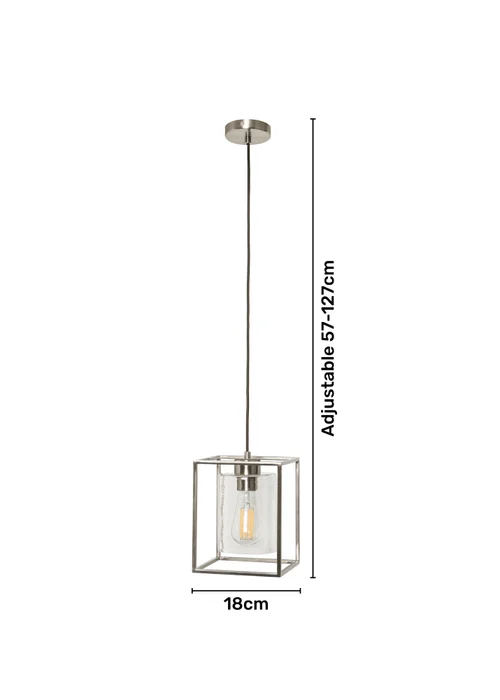 BHS Hardy 1 Light Pendant Satin Nickel (Adjustable 57-127cm x 18cm) - One Size Image 4