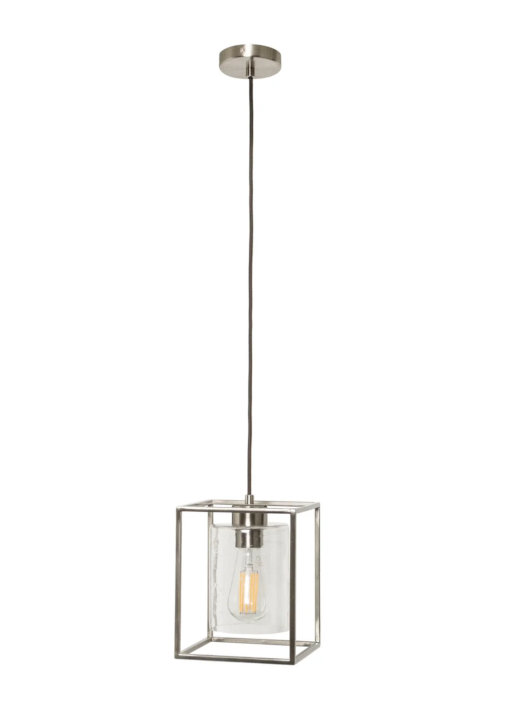 BHS Hardy 1 Light Pendant Satin Nickel (Adjustable 57-127cm x 18cm) - One Size Image 2