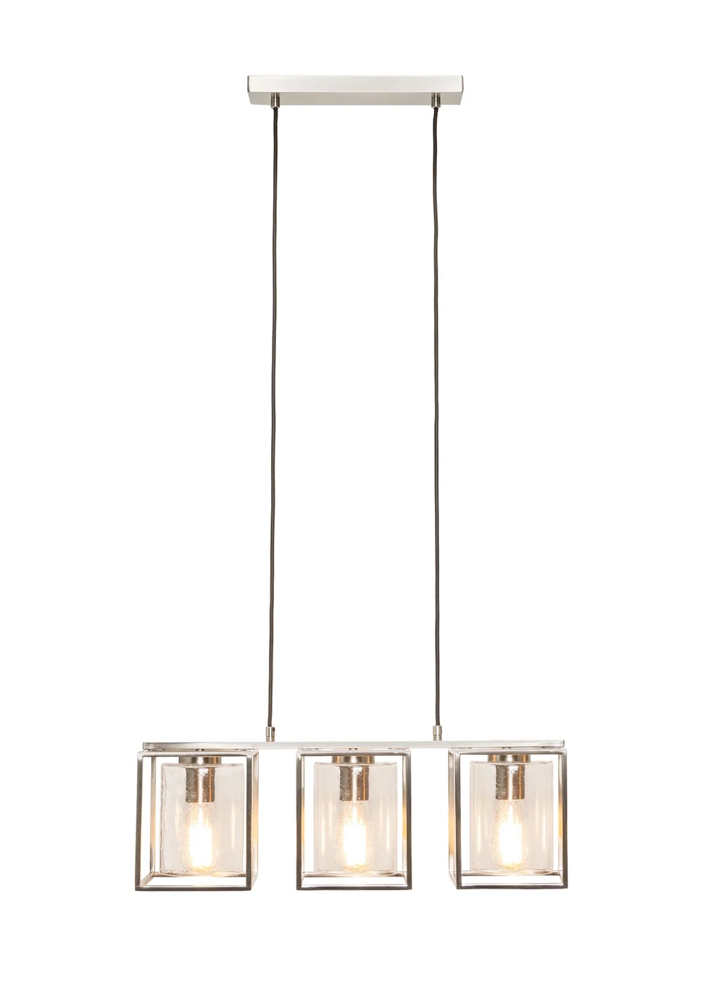 BHS Hardy 3 Light Diner Bar Satin Nickel (Adjustable 57-119cm x 60cm) - One Size Image 1