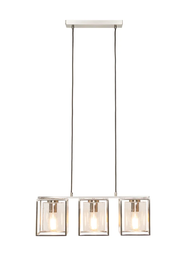 BHS Hardy 3 Light Diner Bar Satin Nickel (Adjustable 57-119cm x 60cm)